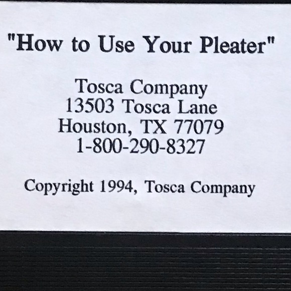 Other - How to Use Your Pleater Tosca Company VHS Video Tape